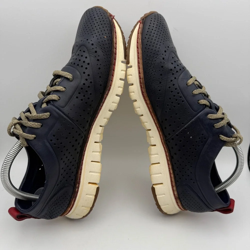 Cole‎ Haan Oxford Shoes Zerogrand Wingtip Perforated Leather Blue Mens 10M